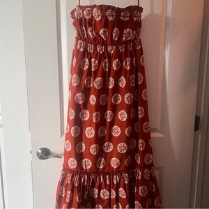 Free People Orange Cream Strapless Sundress Midi